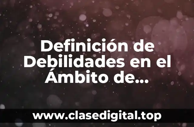 Definición de Debilidades en el Ámbito de Desarrollo Sustentable