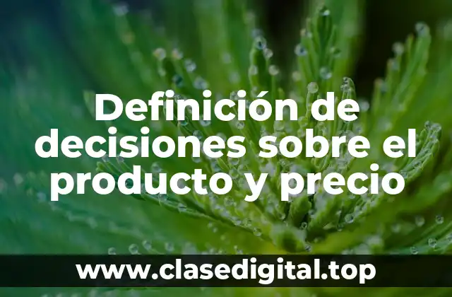Definición de decisiones sobre el producto y precio