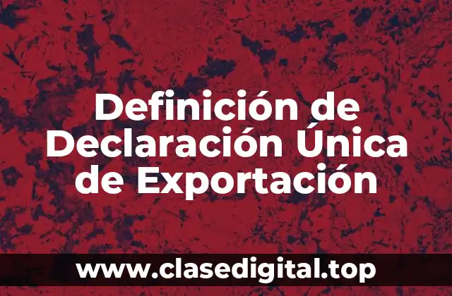 Definición de Declaración Única de Exportación