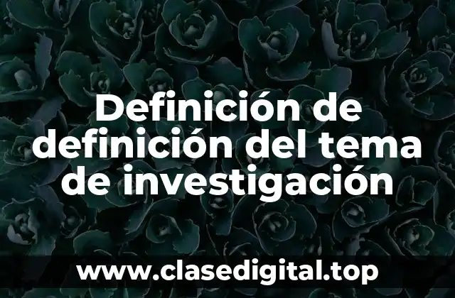 Definición técnica de definición del tema de investigación