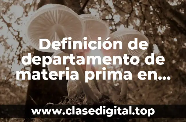 Definición de departamento de materia prima en una empresa