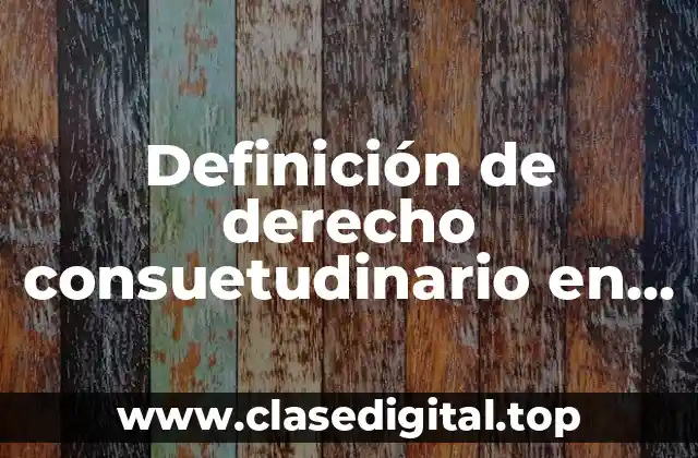 Definición de derecho consuetudinario en Argentina