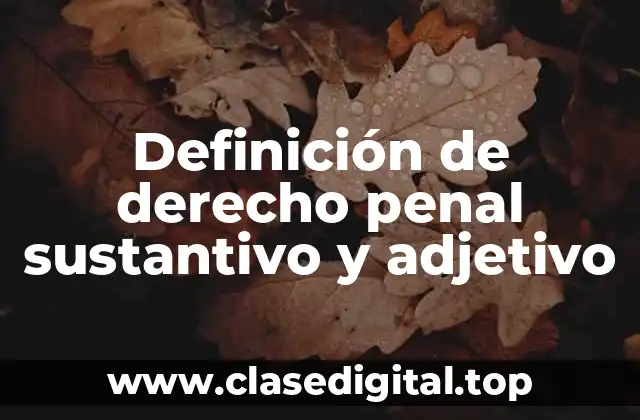 Definición de derecho penal sustantivo y adjetivo