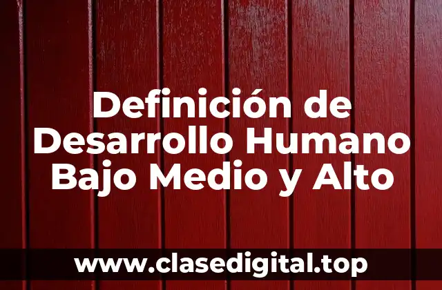 Definición de Desarrollo Humano Bajo Medio y Alto