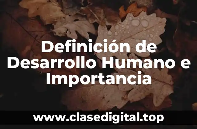 Definición de Desarrollo Humano e Importancia