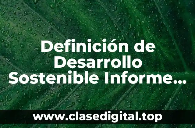 Definición de Desarrollo Sostenible Informe Brundtland