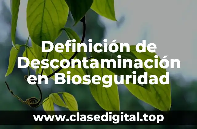 Definición de Descontaminación en Bioseguridad