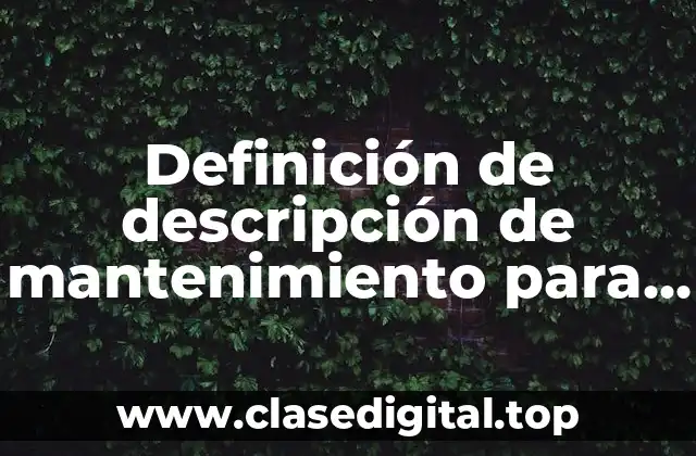 Definición de descripción de mantenimiento para un sitio web