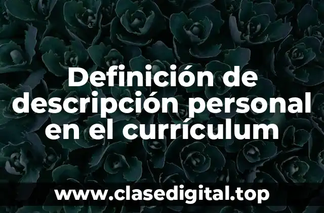 Ejemplos de descripción personal en el currículum