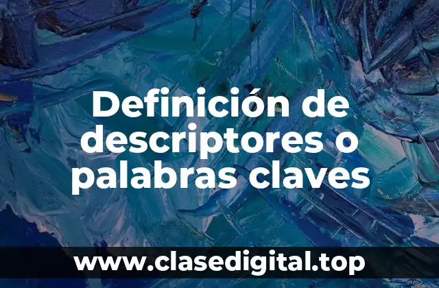 Definición de descriptores o palabras claves