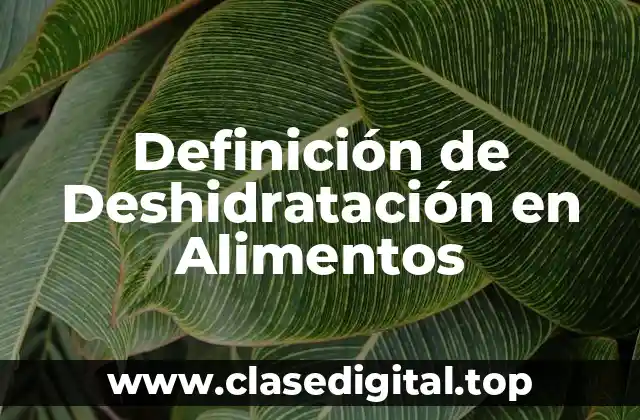 Definición de Deshidratación en Alimentos