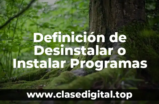 Definición de Desinstalar o Instalar Programas