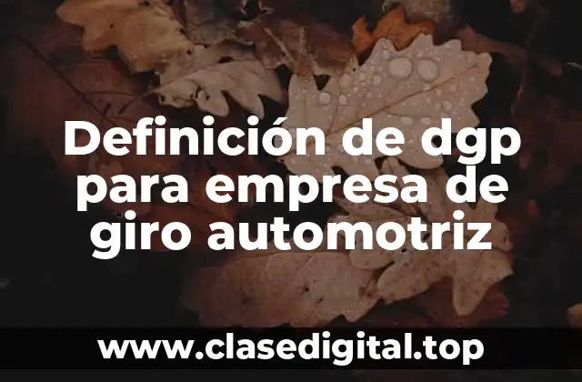 Definición de dgp para empresa de giro automotriz