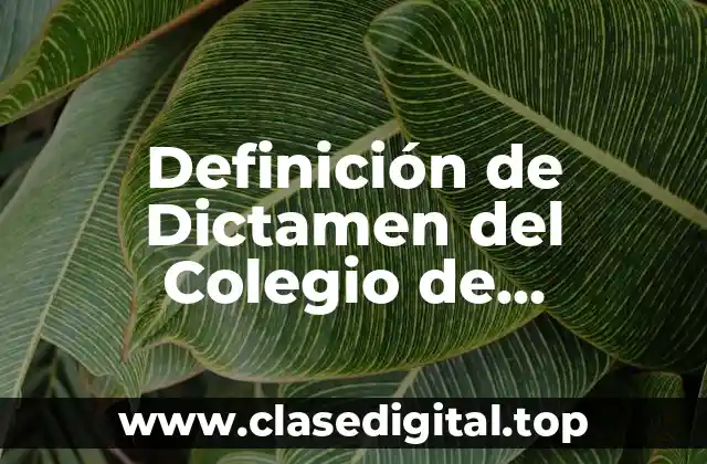 Definición de Dictamen del Colegio de Contadores