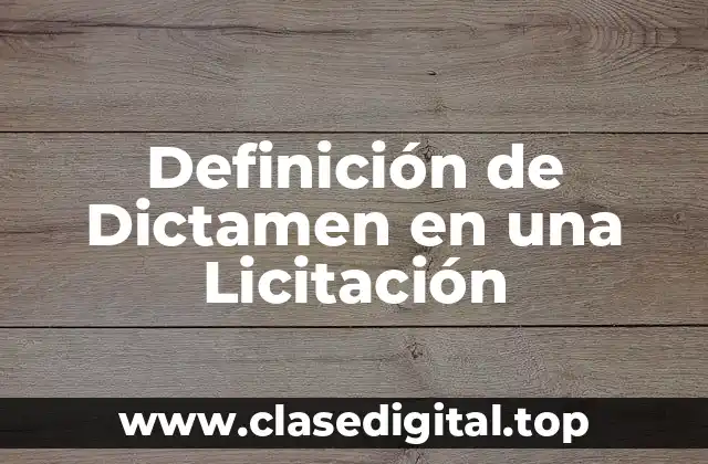 Definición de Dictamen en una Licitación