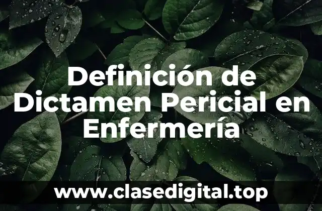 Definición de Dictamen Pericial en Enfermería