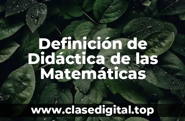 Definición de Didáctica de las Matemáticas