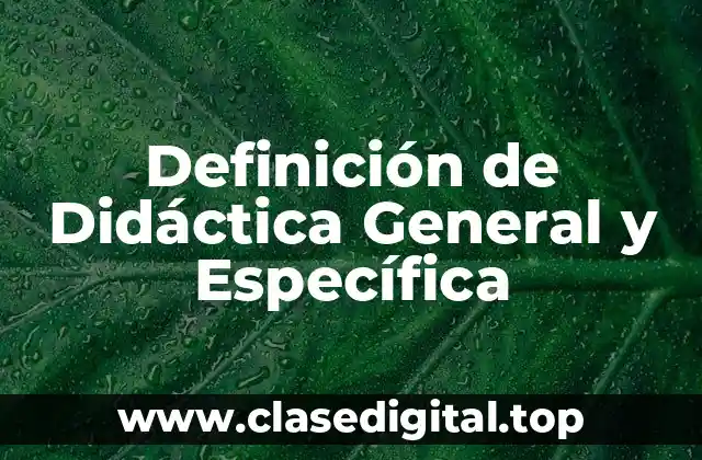 Definición de Didáctica General y Específica