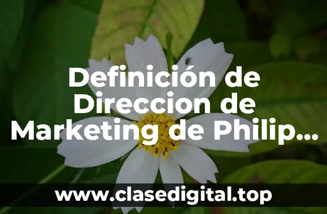 Definición técnica de Direccion de Marketing de Philip Kotler