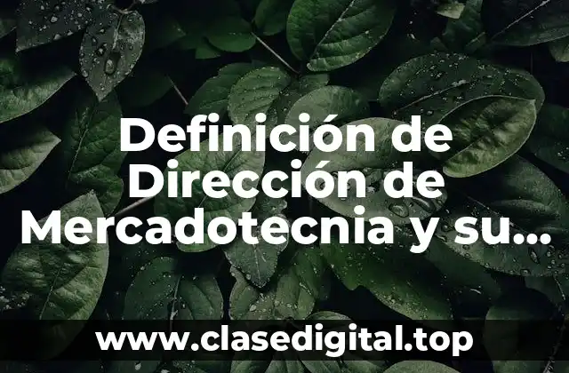 Definición de Dirección de Mercadotecnia y su proceso