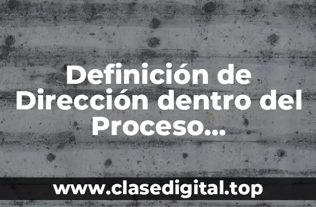Definición de Dirección dentro del Proceso Administrativo