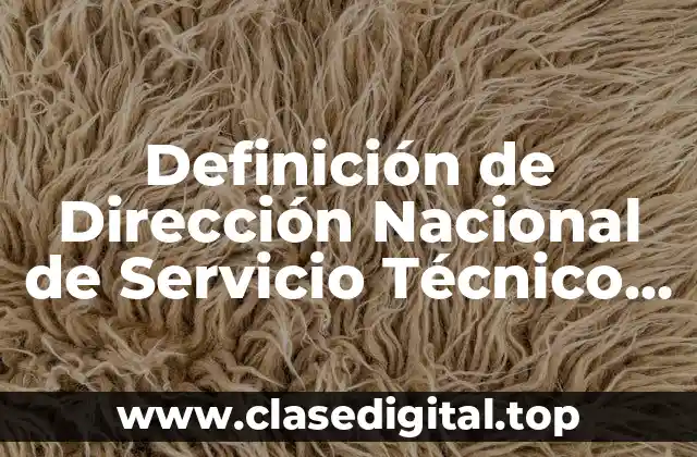Definición de Dirección Nacional de Servicio Técnico Auxiliar
