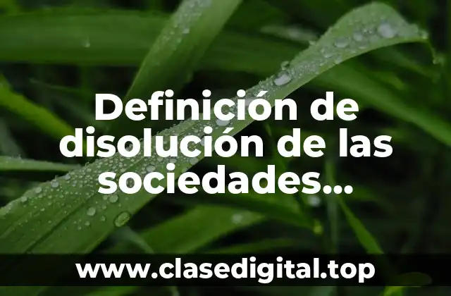 Definición de disolución de las sociedades mercantiles