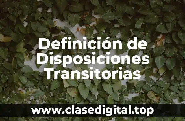 Definición de Disposiciones Transitorias