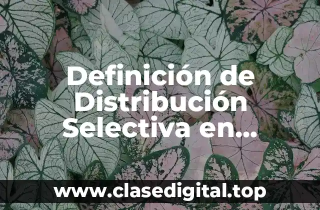 Definición de Distribución Selectiva en Mercadotecnia