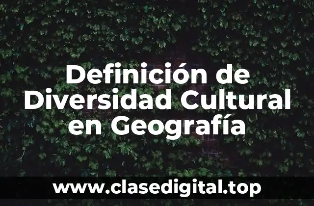 Definición de Diversidad Cultural en Geografía