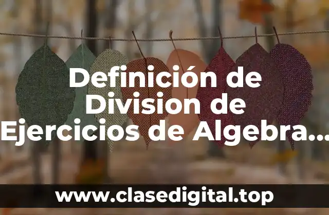 Definición de Division de Ejercicios de Algebra Primera Unidad