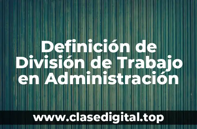 Definición técnica de División de Trabajo
