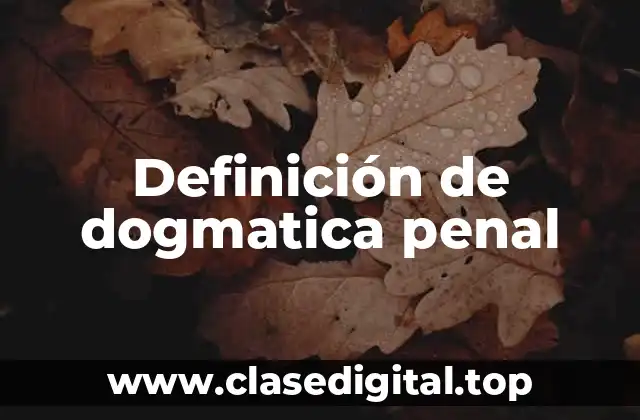 Definición de dogmatica penal
