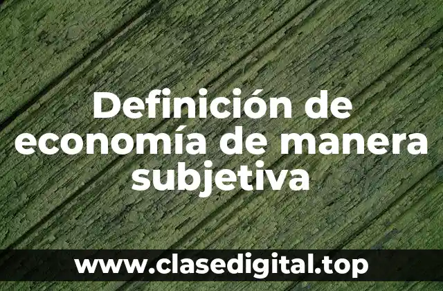 Definición de economía de manera subjetiva