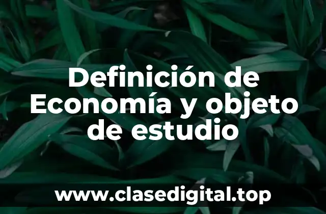 Definición de Economía y objeto de estudio
