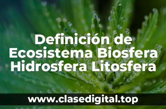 Definición de Ecosistema Biosfera Hidrosfera Litosfera