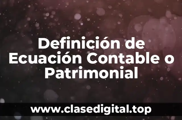 Definición de Ecuación Contable o Patrimonial