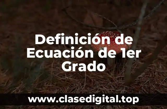 Definición de Ecuación de 1er Grado