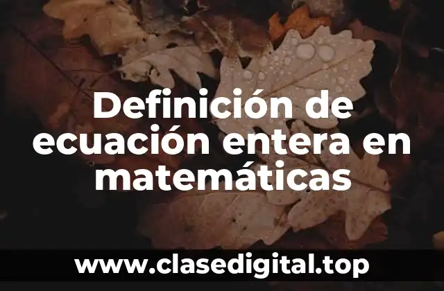 Definición técnica de ecuación entera