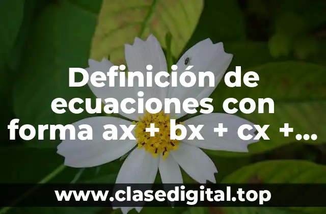 Definición de ecuaciones con forma ax + bx + cx + d