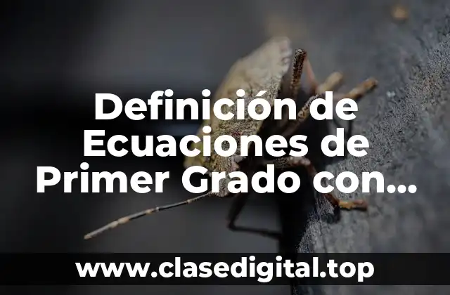 Definición de Ecuaciones de Primer Grado con una Incógnita