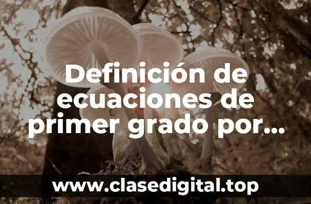 Definición de ecuaciones de primer grado por una variable