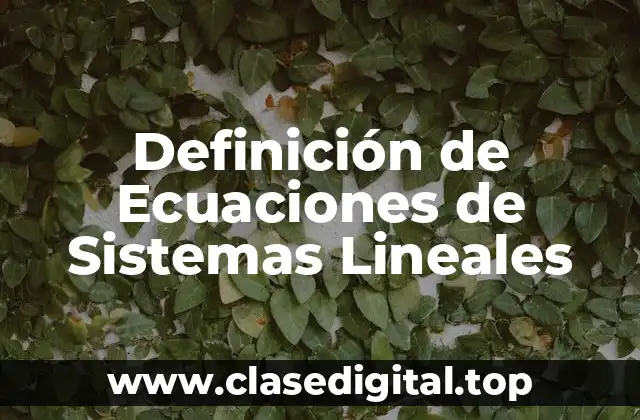 Definición de Ecuaciones de Sistemas Lineales