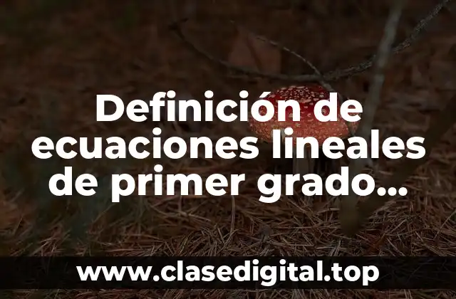 Definición de ecuaciones lineales de primer grado simples