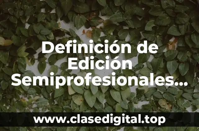 Definición de Edición Semiprofesionales de Videos