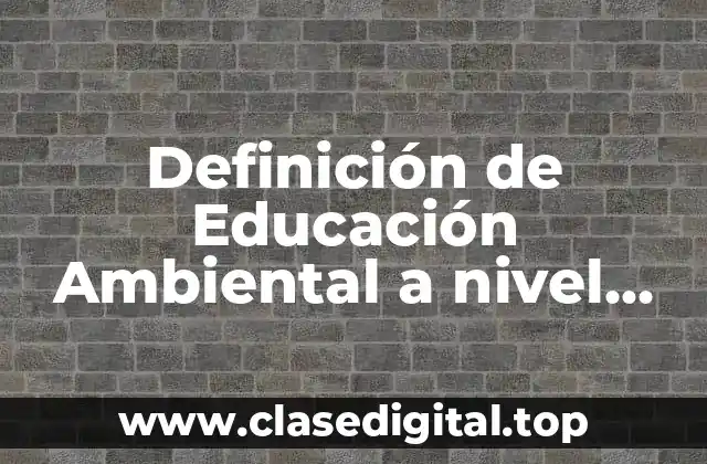 Definición de Educación Ambiental a nivel mundial