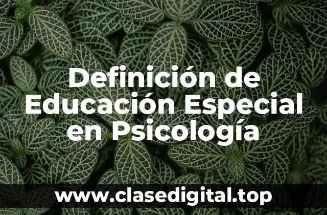 Definición de Educación Especial en Psicología