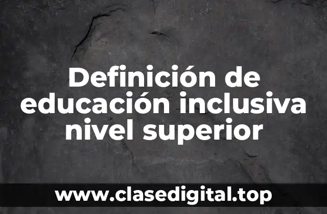 Definición de educación inclusiva nivel superior