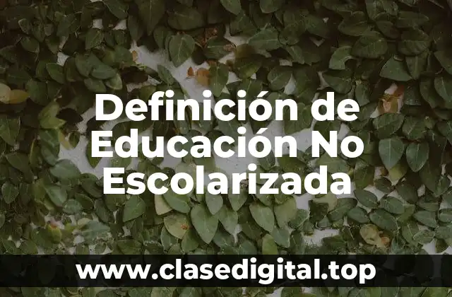 Definición Técnica de Educación No Escolarizada