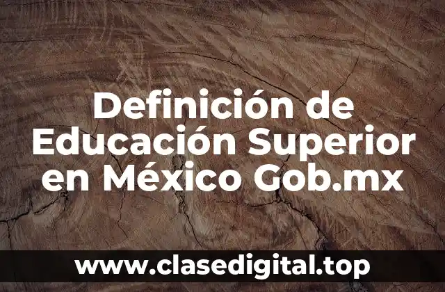 Definición de Educación Superior en México Gob.mx